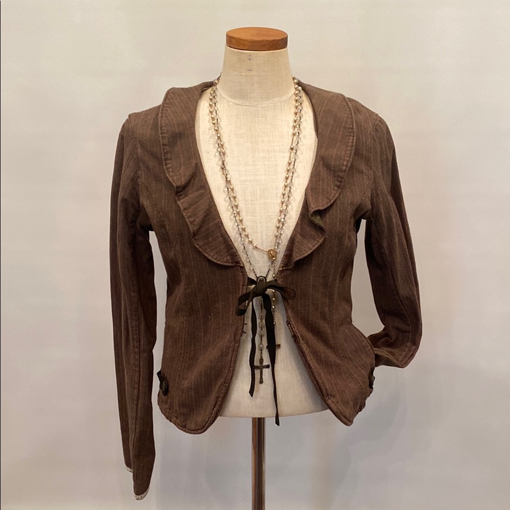 NWOT Free People Brown Blazer Cropped Suit Jacket. VERY COOL!